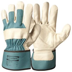 Granberg 4190 – Halvfodrade arbetshandskar i oxnarv med gummerad manschett