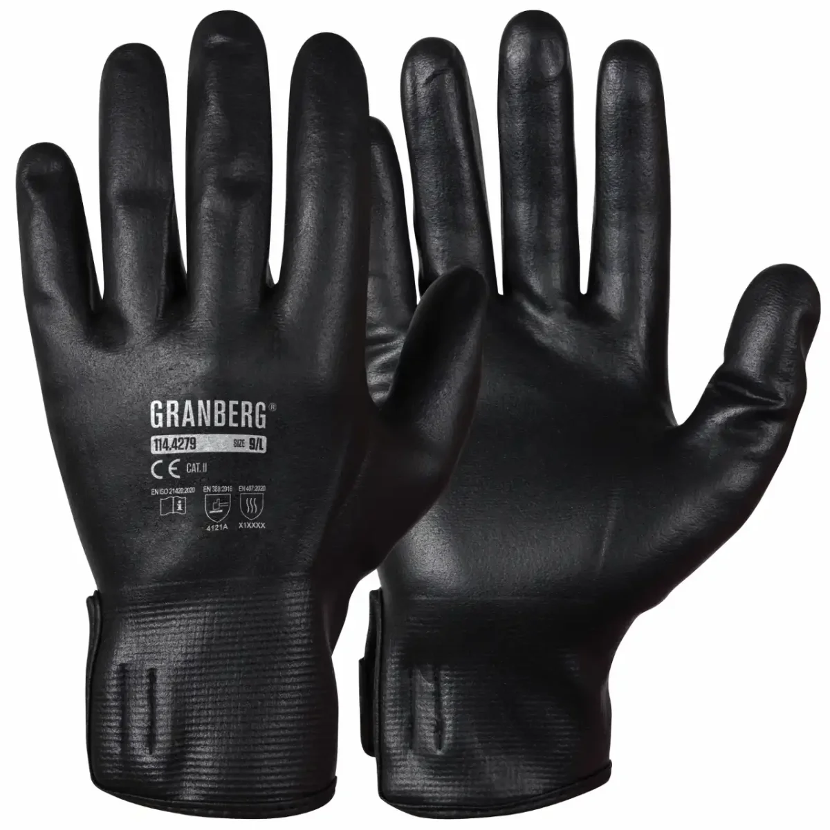 Slitstarka svarta nylonhandskar från Granberg 4279