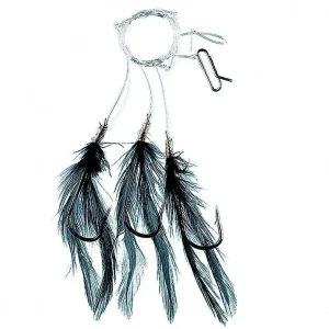 Fjäderhäckla svart 3 krokar stl 7/0