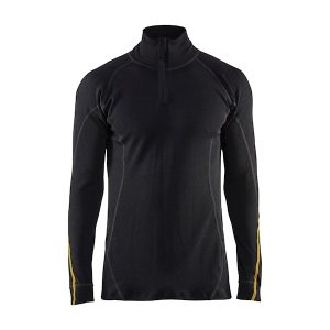 Flamskyddad underställströja half-zip, 78% merinoull